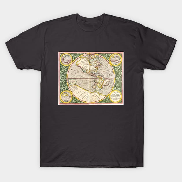 Antique Map of the Americas by Michael Mercator T-Shirt by MasterpieceCafe